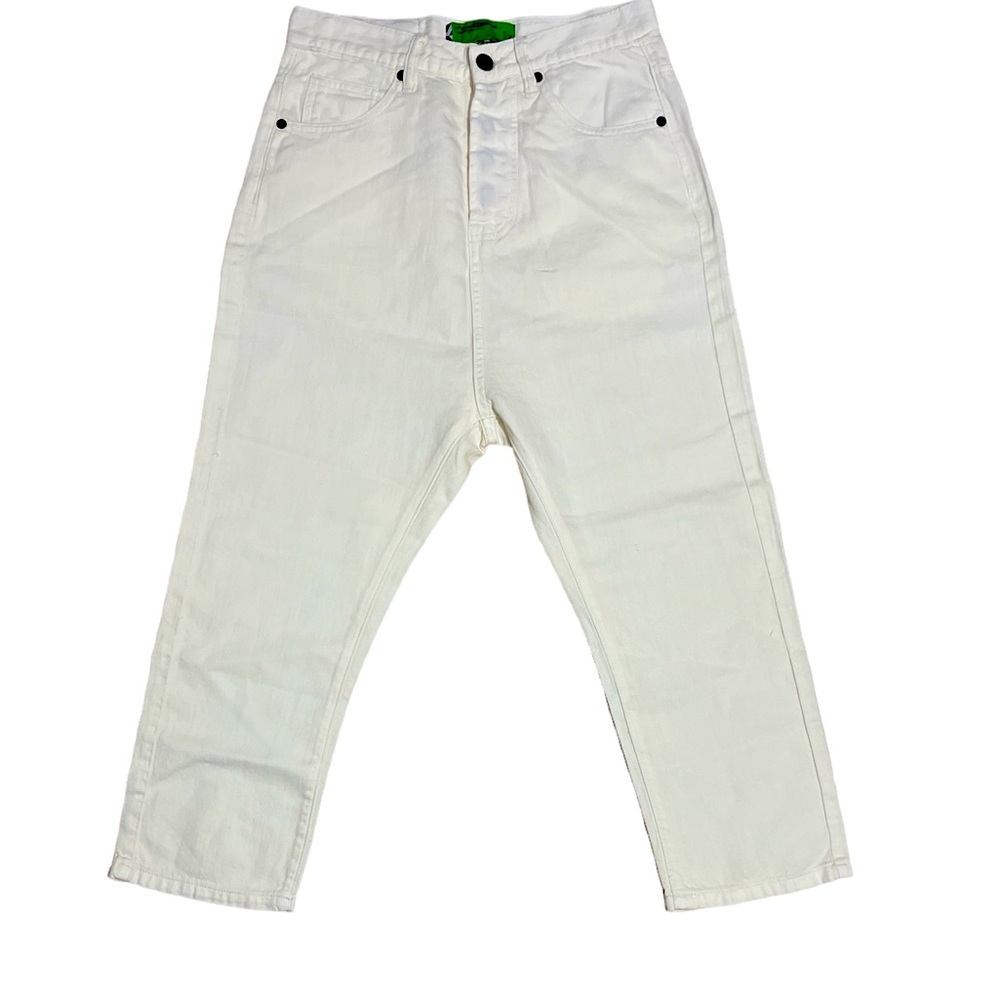 Sandrine Rose X Free People Cotton Linen Drop Crotch Button Fly Cream Size 24